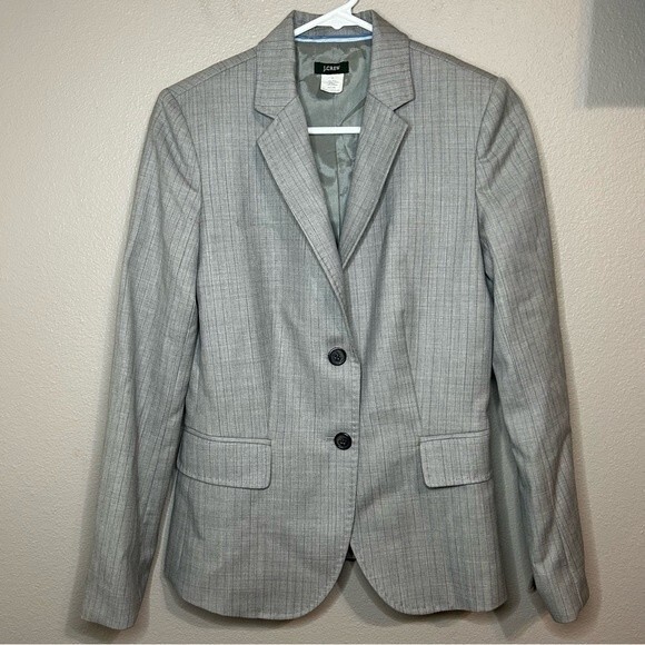 J. Crew gray striped wool 2 button blazer women’s size XS 2 - Picture 1 of 9